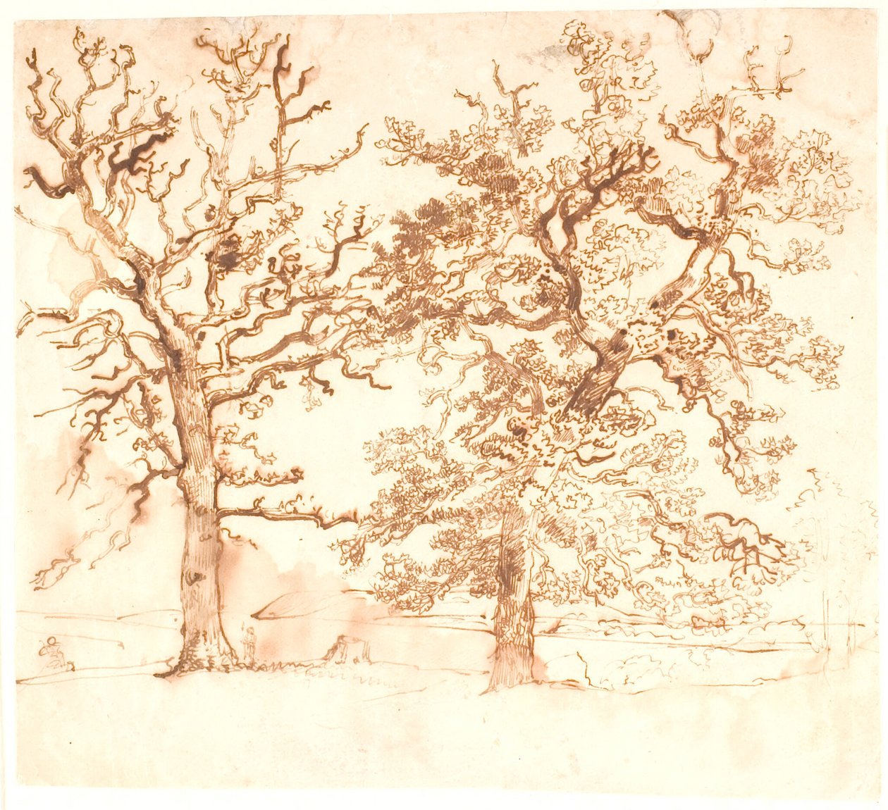 Paisaje con grandes robles en primer plano de Dankvart Dreyer