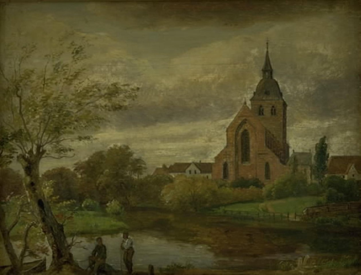 Iglesia de San Knud junto al río en Odense. Otoño de Dankvart Dreyer