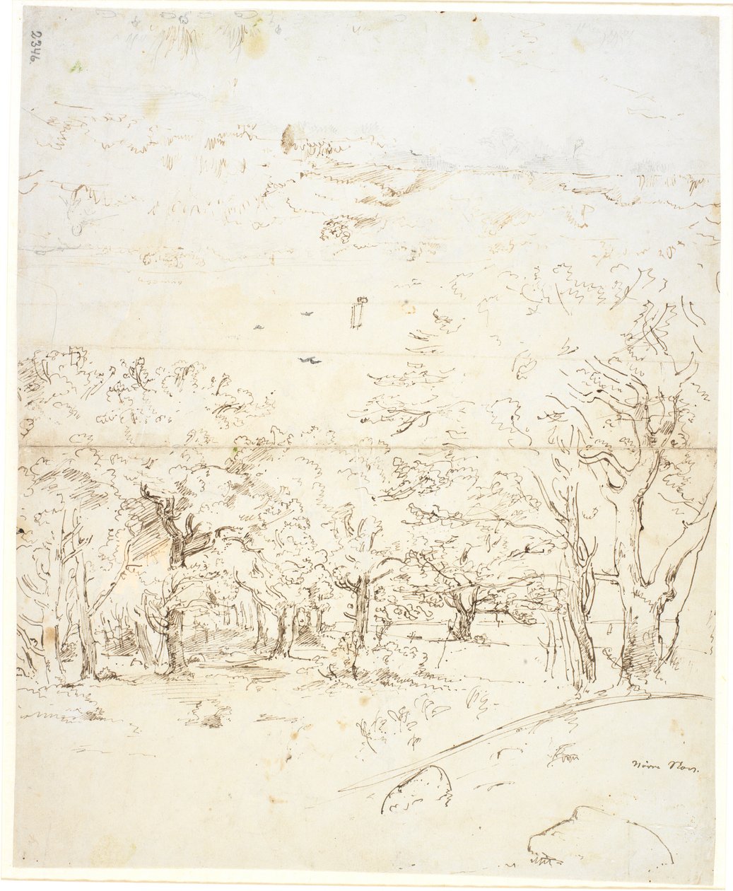 Vista a través de un bosque hacia un estrecho de Dankvart Dreyer
