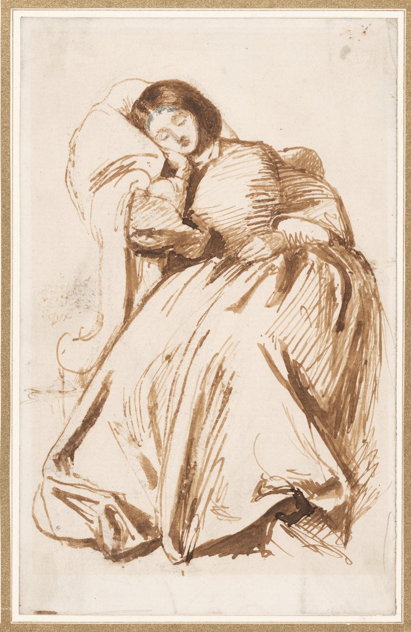 Elizabeth Siddal en una silla de Dante Gabriel Charles Rossetti