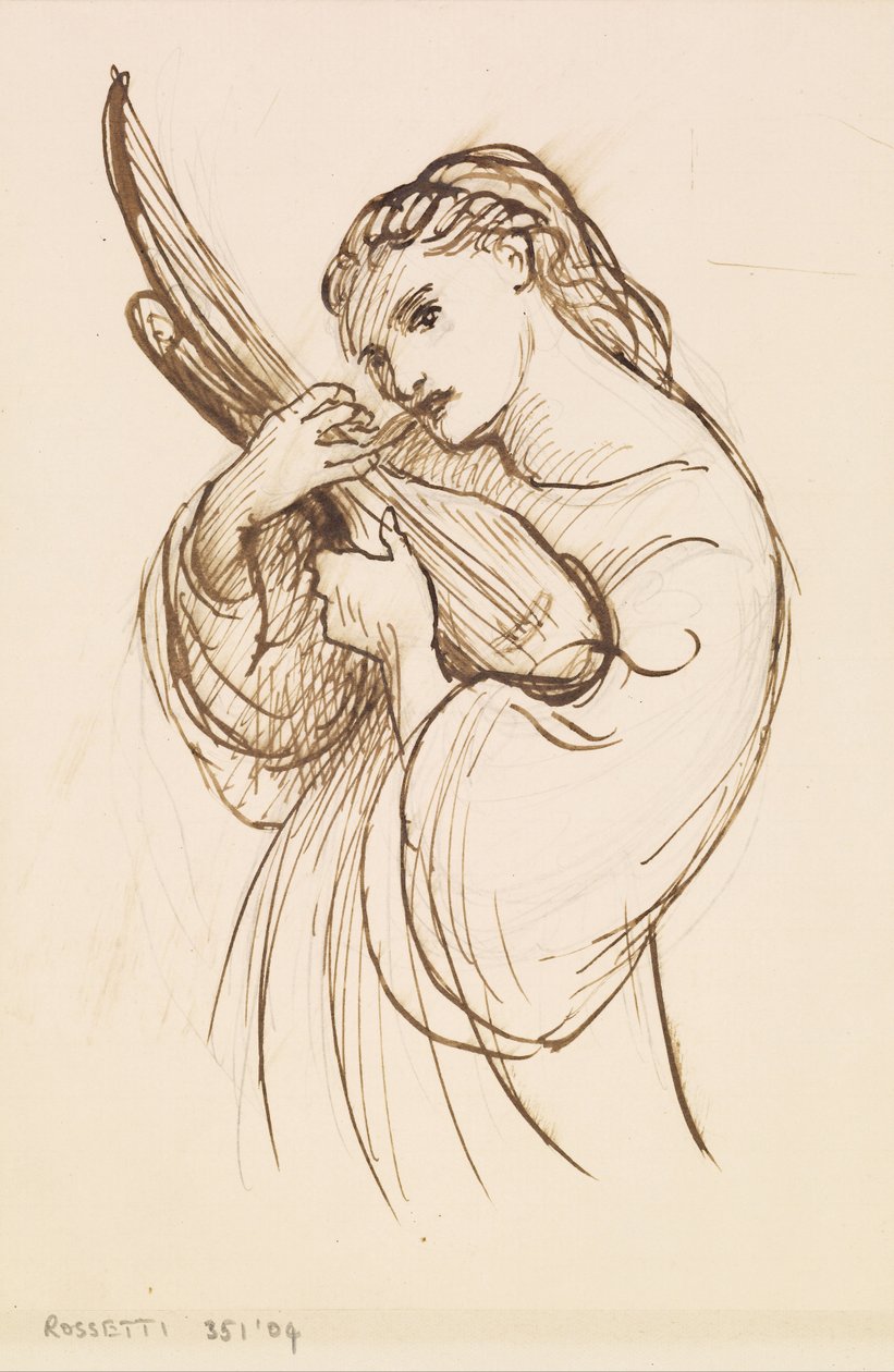 Niña con un instrumento musical de Dante Gabriel Charles Rossetti