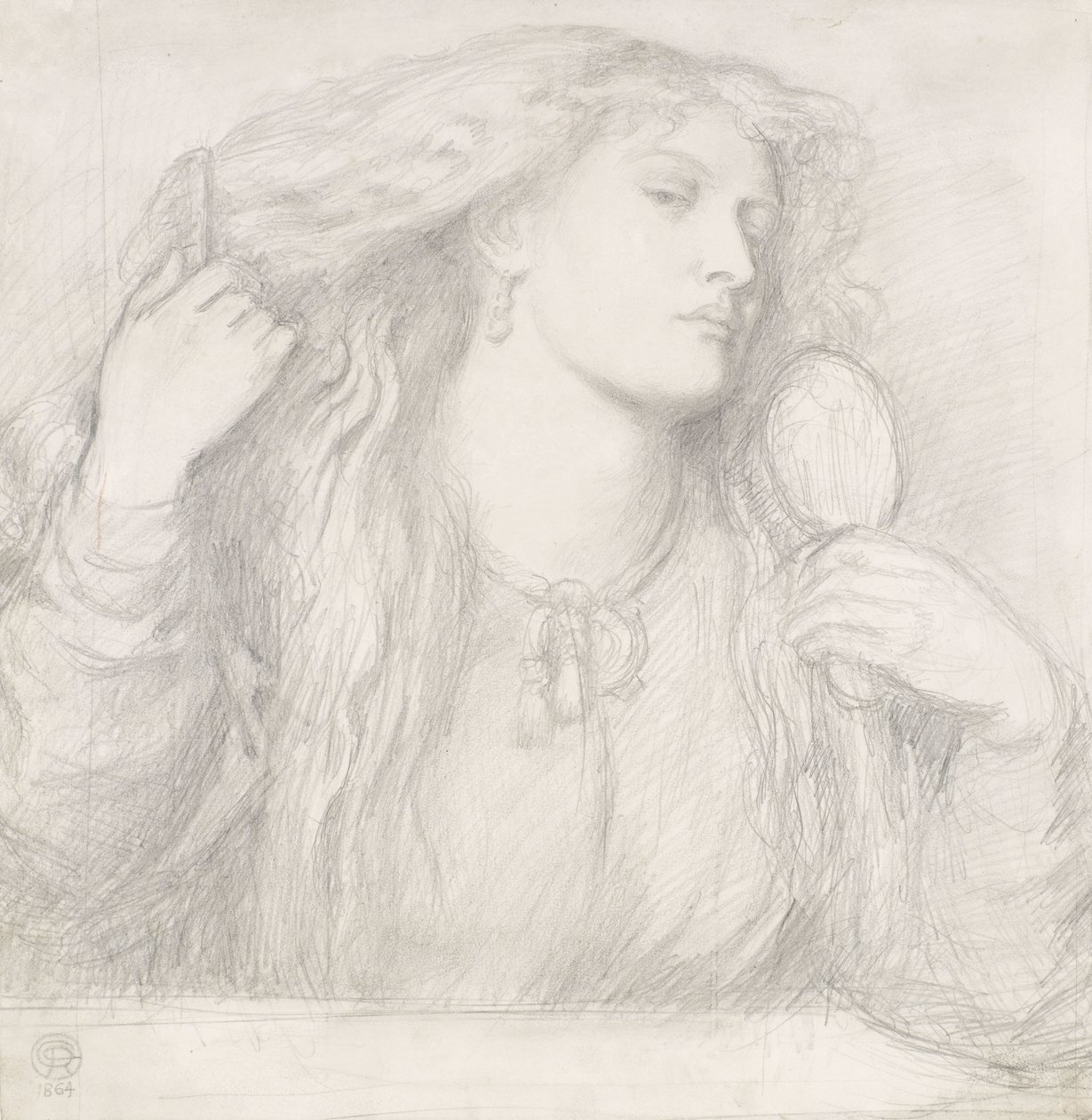 Mujer peinándose el cabello, Fanny Cornforth de Dante Gabriel Charles Rossetti