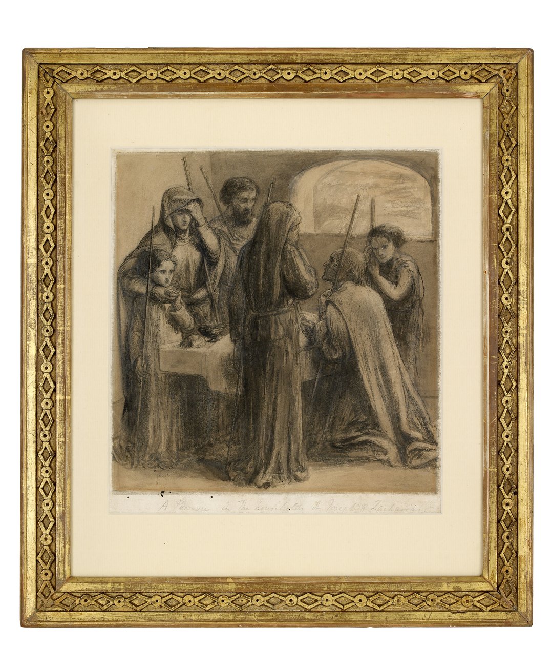 Una Pascua en casa de José y Zacarías, c.1850 (grafito y pluma y tinta negra y aguada gris sobre papel blanco) de Dante Gabriel Charles Rossetti