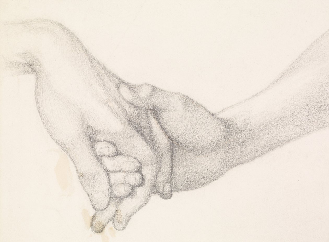 El Sueño de Dante en el Momento de la Muerte de Beatriz - Estudio de Dante Sosteniendo la Mano del Amor de Dante Gabriel Charles Rossetti