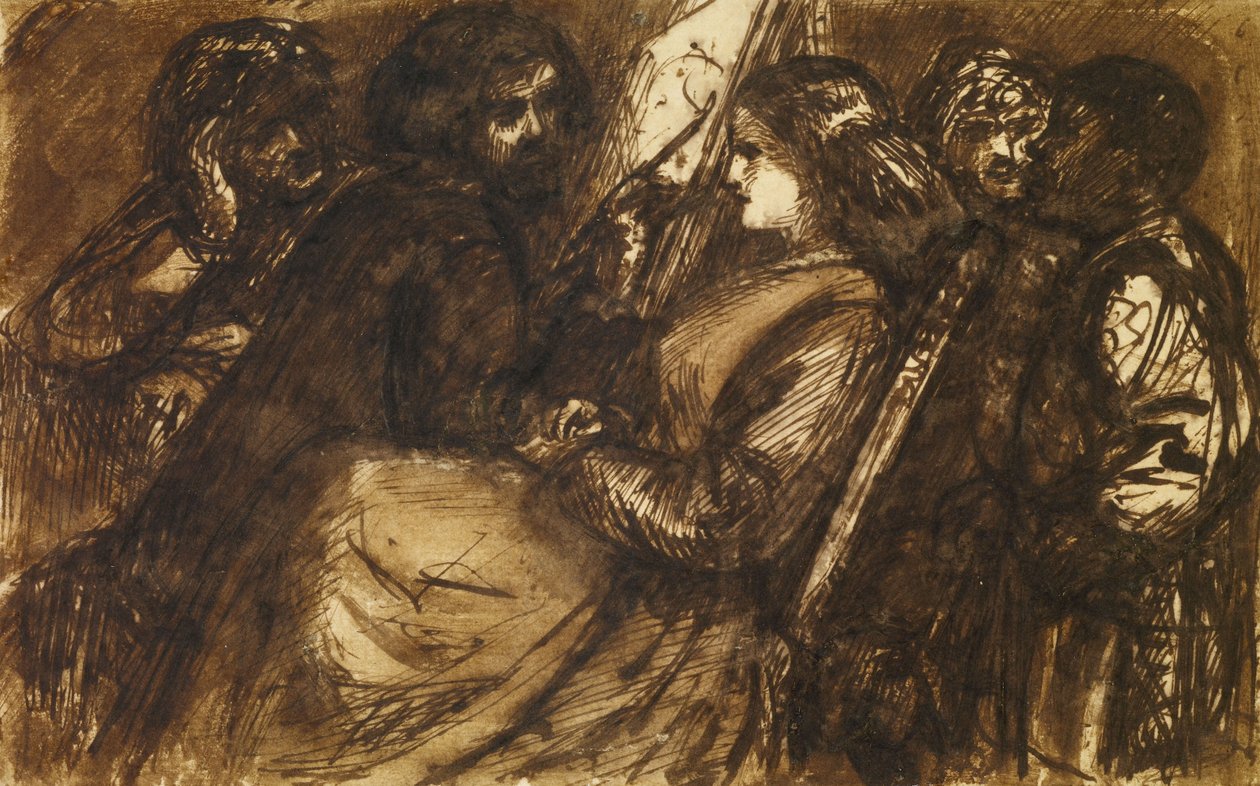 Pintura de Giorgione, c.1853 (pluma y tinta marrón y aguada de tinta sobre papel) de Dante Gabriel Charles Rossetti