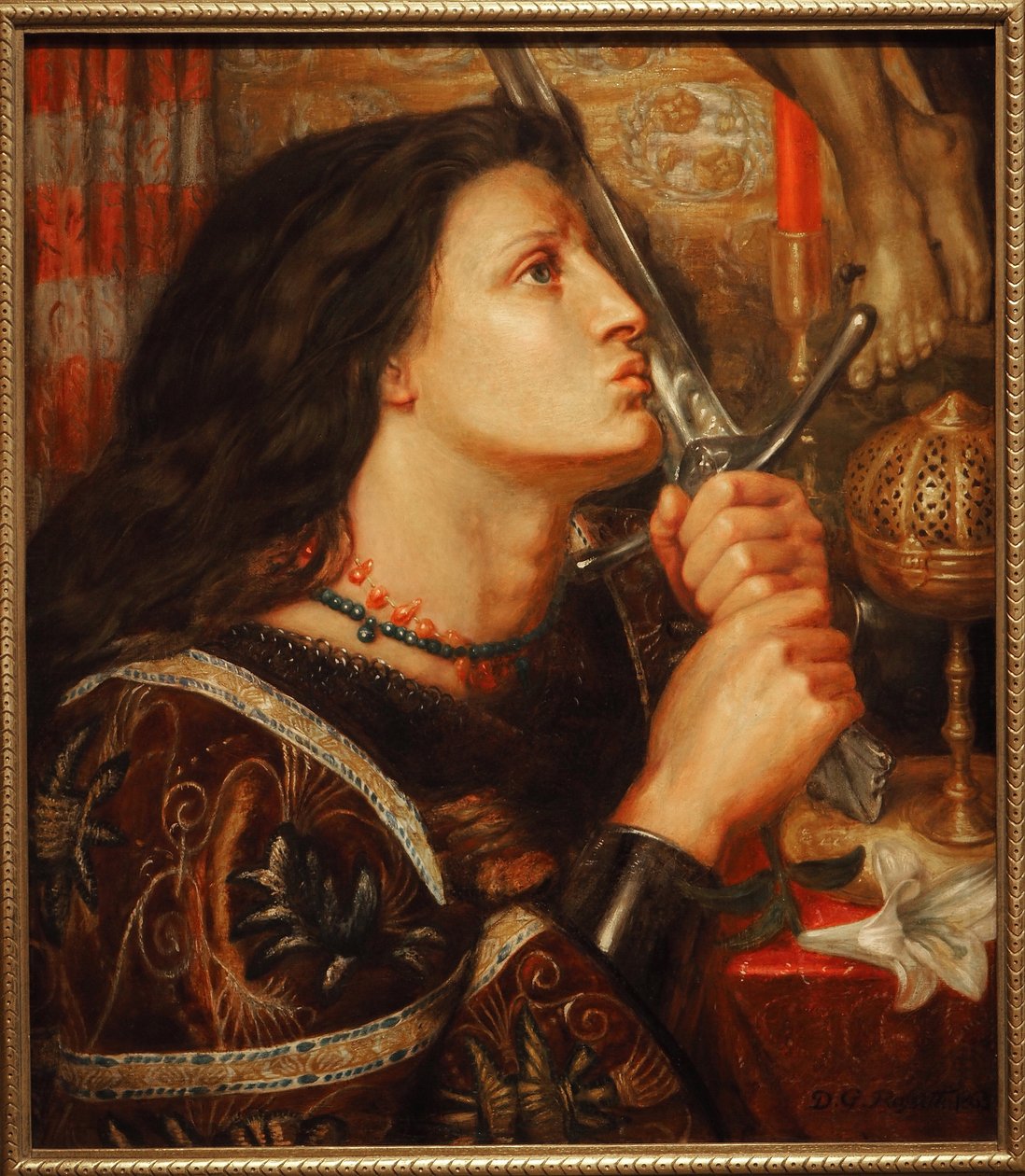 Juana de Arco besando el aroma de la liberación de Dante Gabriel Charles Rossetti