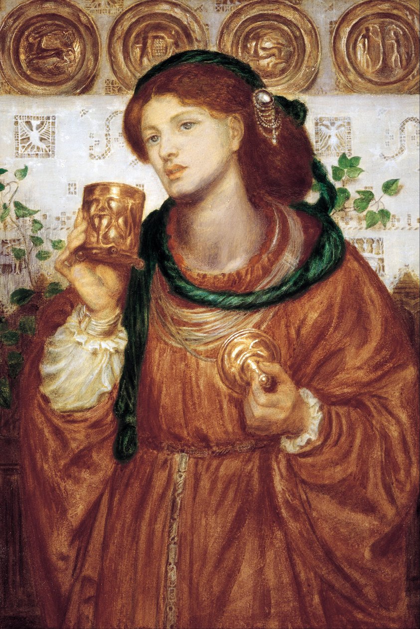 ""La copa del amor"" Pintura de Dante Gabriel Rossetti (1828-1882) circa 1867 Dim 52,6 x 35,9 cm Art Gallery of South Australia Adelaide Australia de Dante Gabriel Charles Rossetti