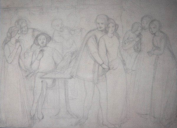 Estudio para Benedick y Beatrice de Dante Gabriel Charles Rossetti