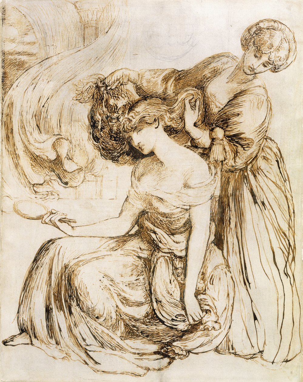 Estudio para la canción de muerte de Desdémona: Otelo, Acto IV, Esc. III de Dante Gabriel Charles Rossetti