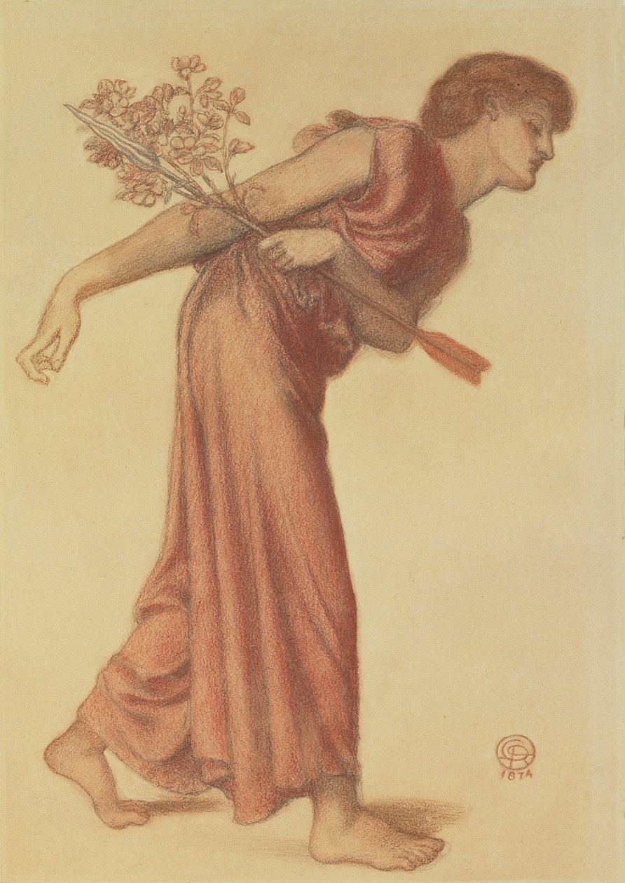 Estudio para la figura del amor en el sueño de Dante en el momento de la muerte de Beatriz, 1874 de Dante Gabriel Charles Rossetti