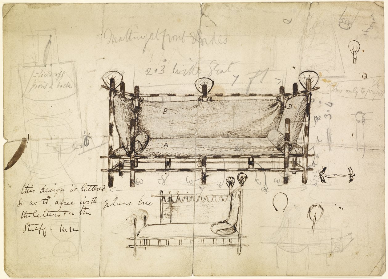 Dos diseños para un sofá, c.1861-62 de Dante Gabriel Charles Rossetti