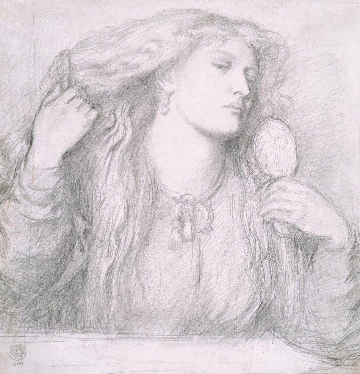 Mujer peinándose el cabello, Fanny Cornforth de Dante Gabriel Charles Rossetti