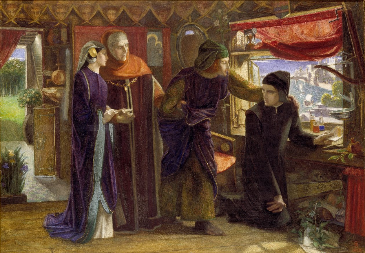 Dante dibujando un Ángel en el Aniversario de la Muerte de Beatriz, 1853 de Dante Gabriel Rossetti