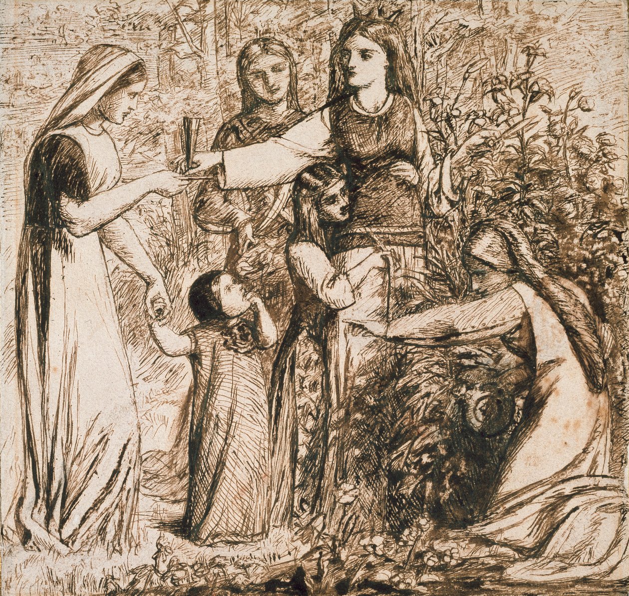 Visión de Dante de Matilda recogiendo flores de Dante Gabriel Rossetti