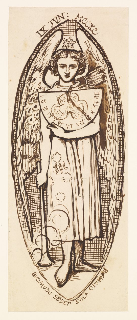 Dantis Amor - Estudio del amor con un reloj de sol y una antorcha de Dante Gabriel Rossetti
