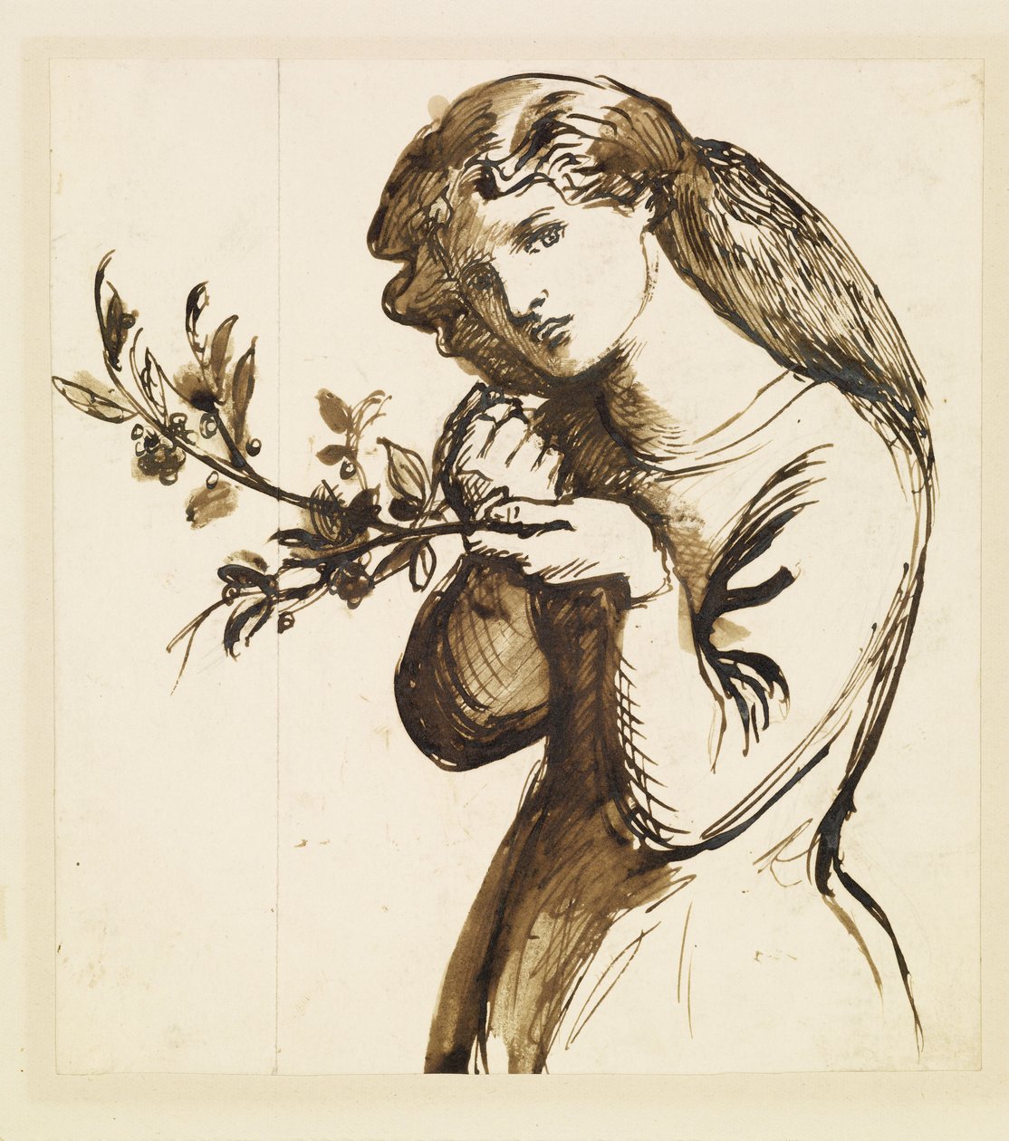 Mujer - Estudio de una niña comiendo cerezas de Dante Gabriel Rossetti