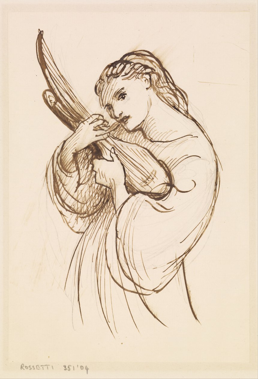 Chica con un instrumento musical de Dante Gabriel Rossetti