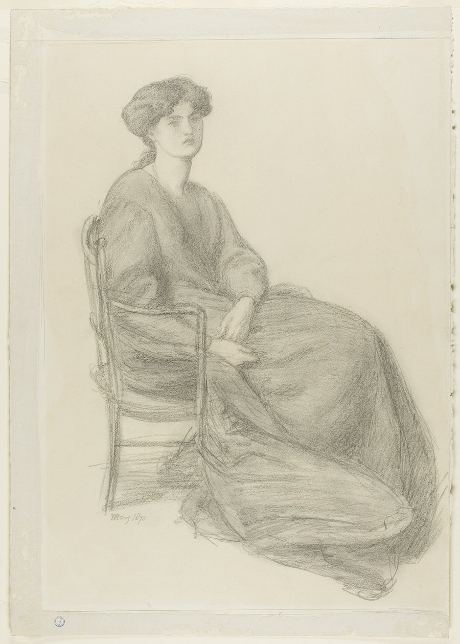 Sra. William Morris sentada en una silla de Dante Gabriel Rossetti