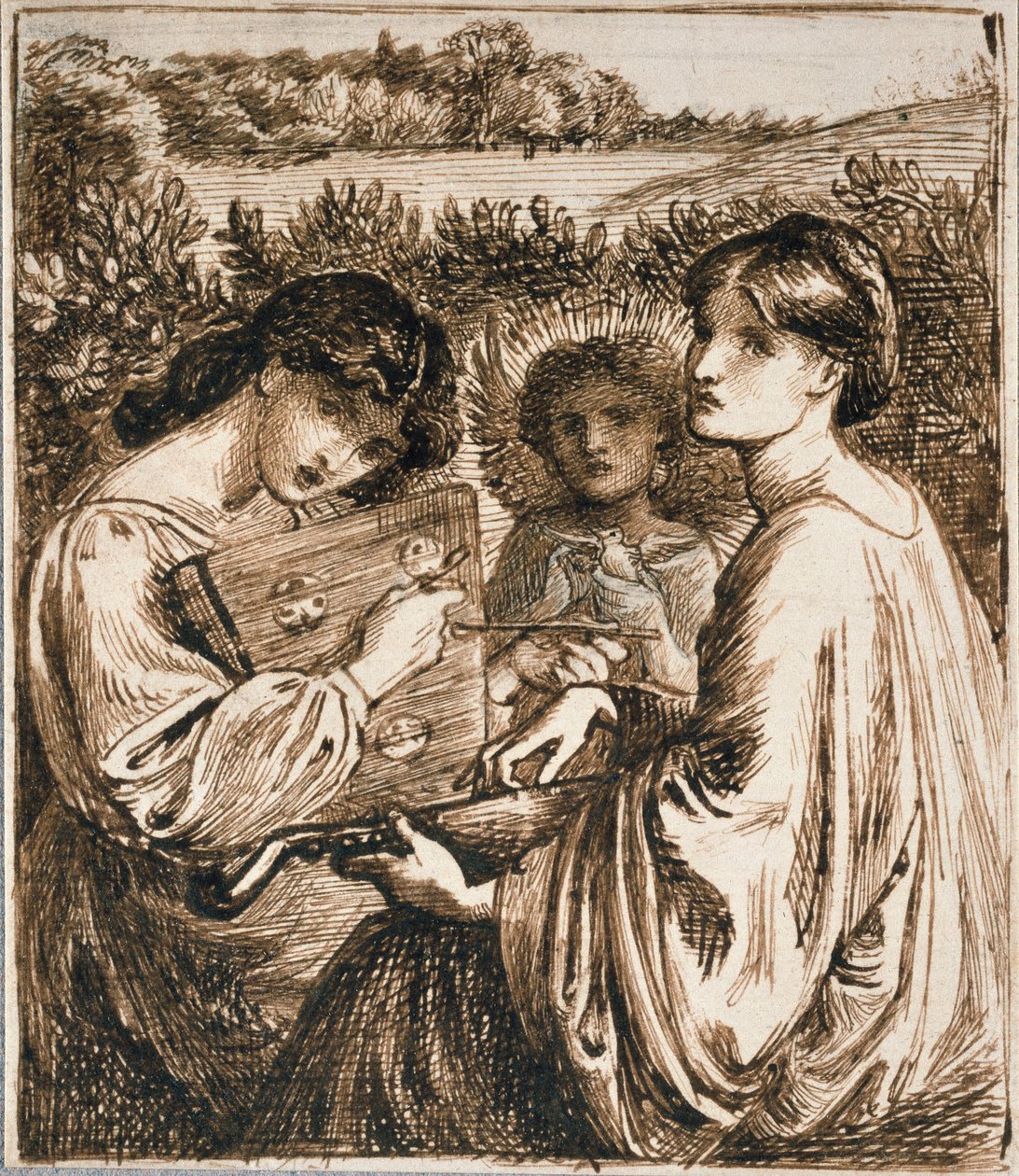 Estudio para el Prado de la Enramada, finales del siglo XIX de Dante Gabriel Rossetti