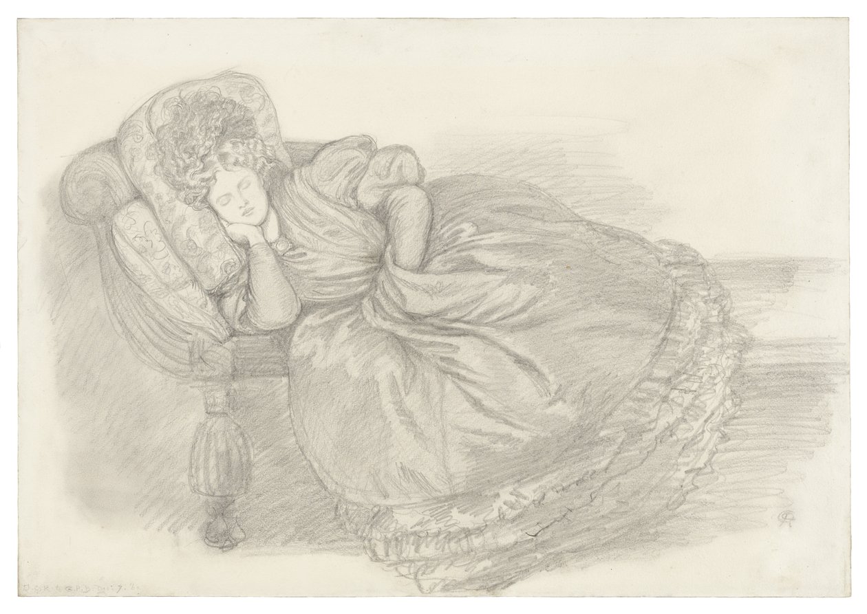 Estudio de Fanny Cornforth, dormida en una chaise longue de Dante Gabriel Rossetti