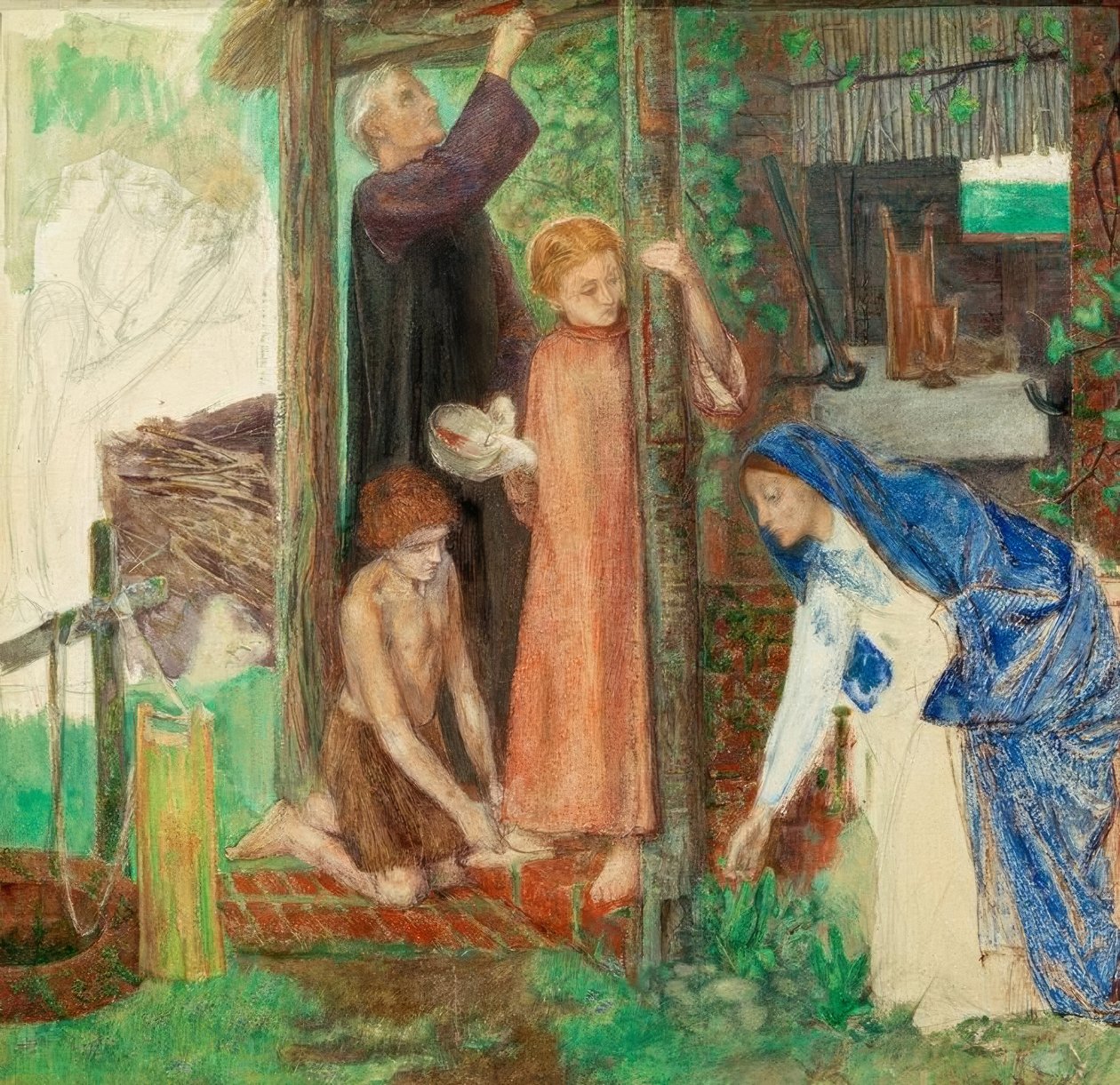La Pascua en la Sagrada Familia de Dante Gabriel Charles Rossetti