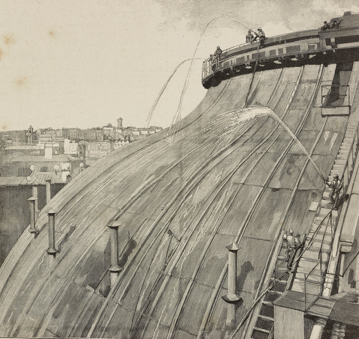 Cúpula de lavado del Palacio Montecitorio, Roma, Italia, grabado según dibujo de Dante Paolocci, de L