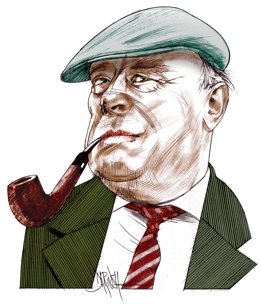 Ernst Von Salamon, 2021 (dibujo digital a lápiz de color) de Dariush Radpour