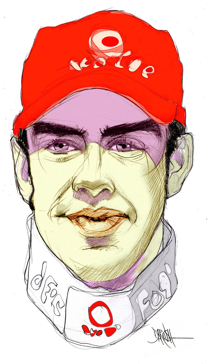 Fernando Alonso Díaz (dibujo digital a lápiz de color) de Dariush Radpour