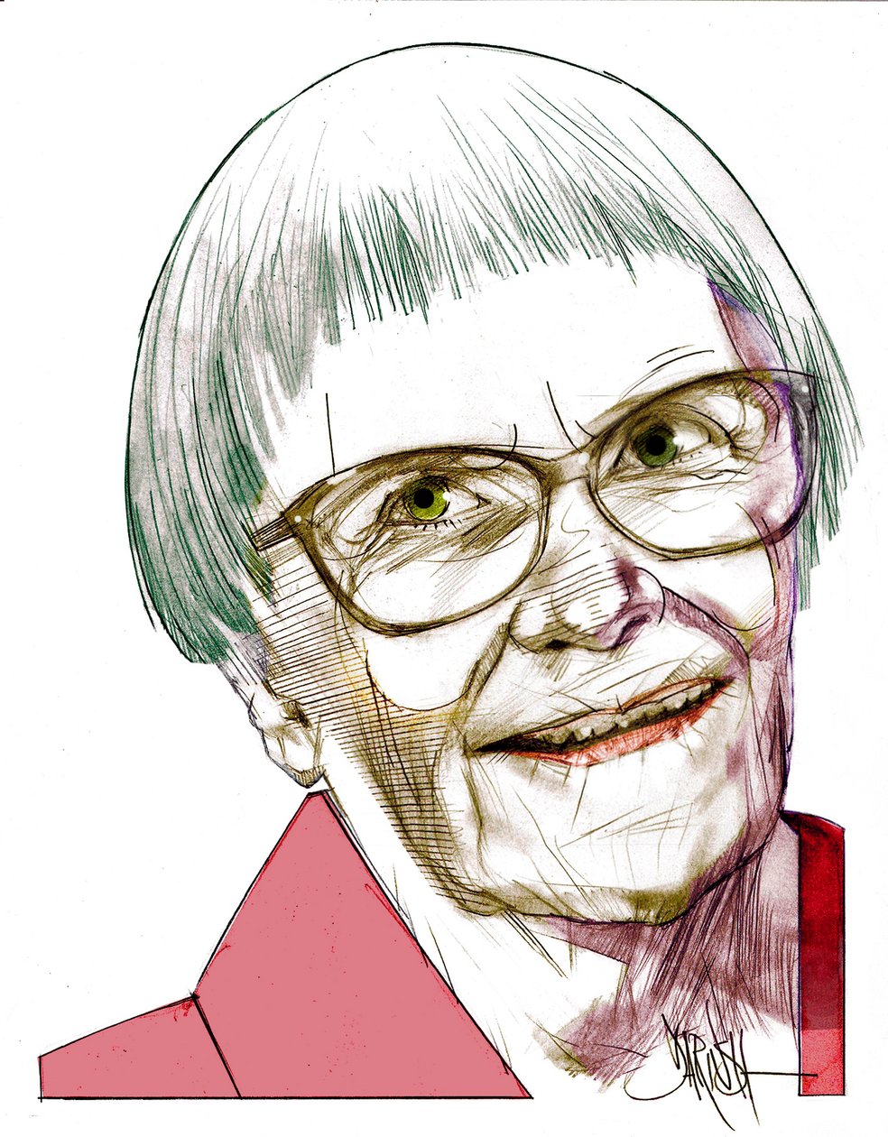 Harper Lee, 2022 (dibujo digital a lápiz de color) de Dariush Radpour