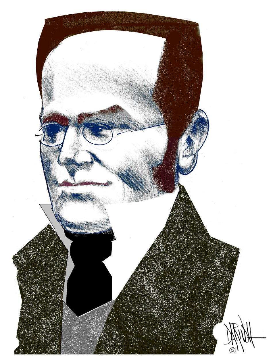 Max Stirner , 2016 (dibujo digital a lápiz de color) de Dariush Radpour