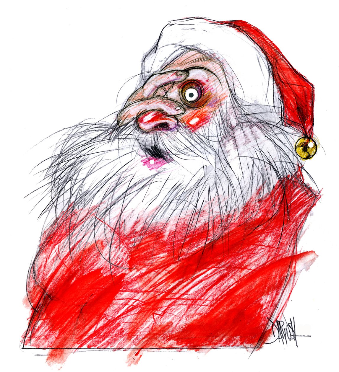 Papá Noel, 2008 (dibujo digital a lápiz de color) de Dariush Radpour