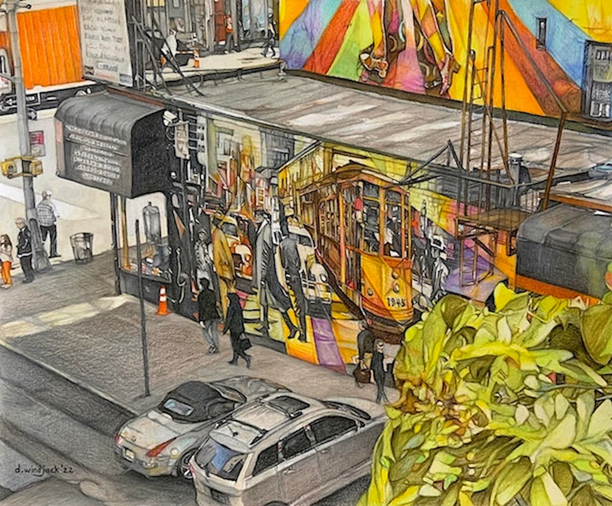 A vista de pájaro, 2022 (lápiz sobre papel) de Darrell Windjack