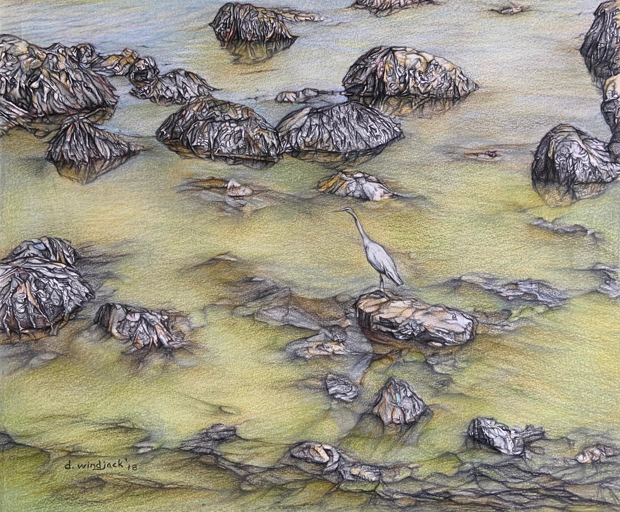 Plataforma de aterrizaje, 2018 (lápiz sobre papel) de Darrell Windjack