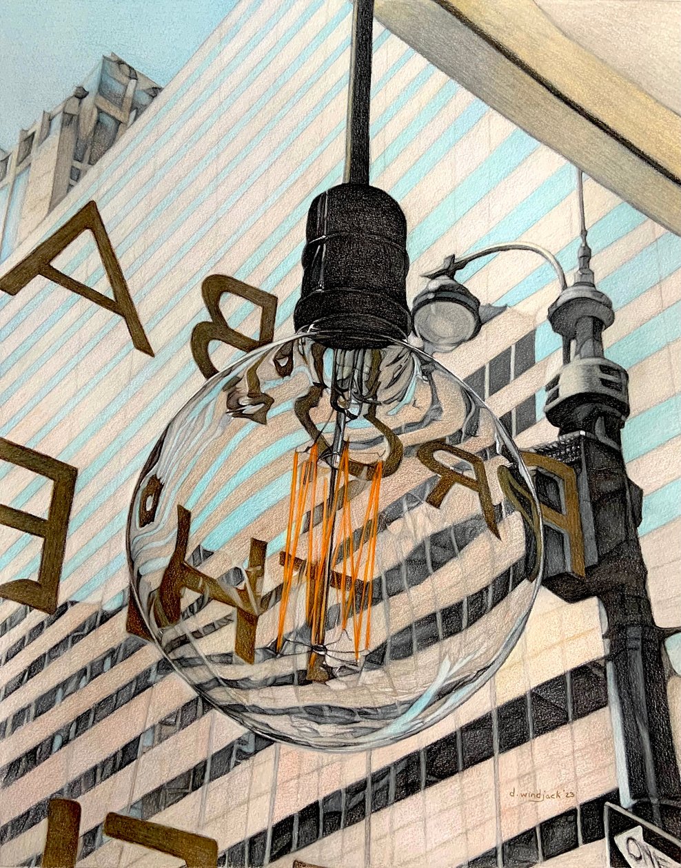 Through a Glass Brightly, 2023 (lápiz sobre papel) de Darrell Windjack