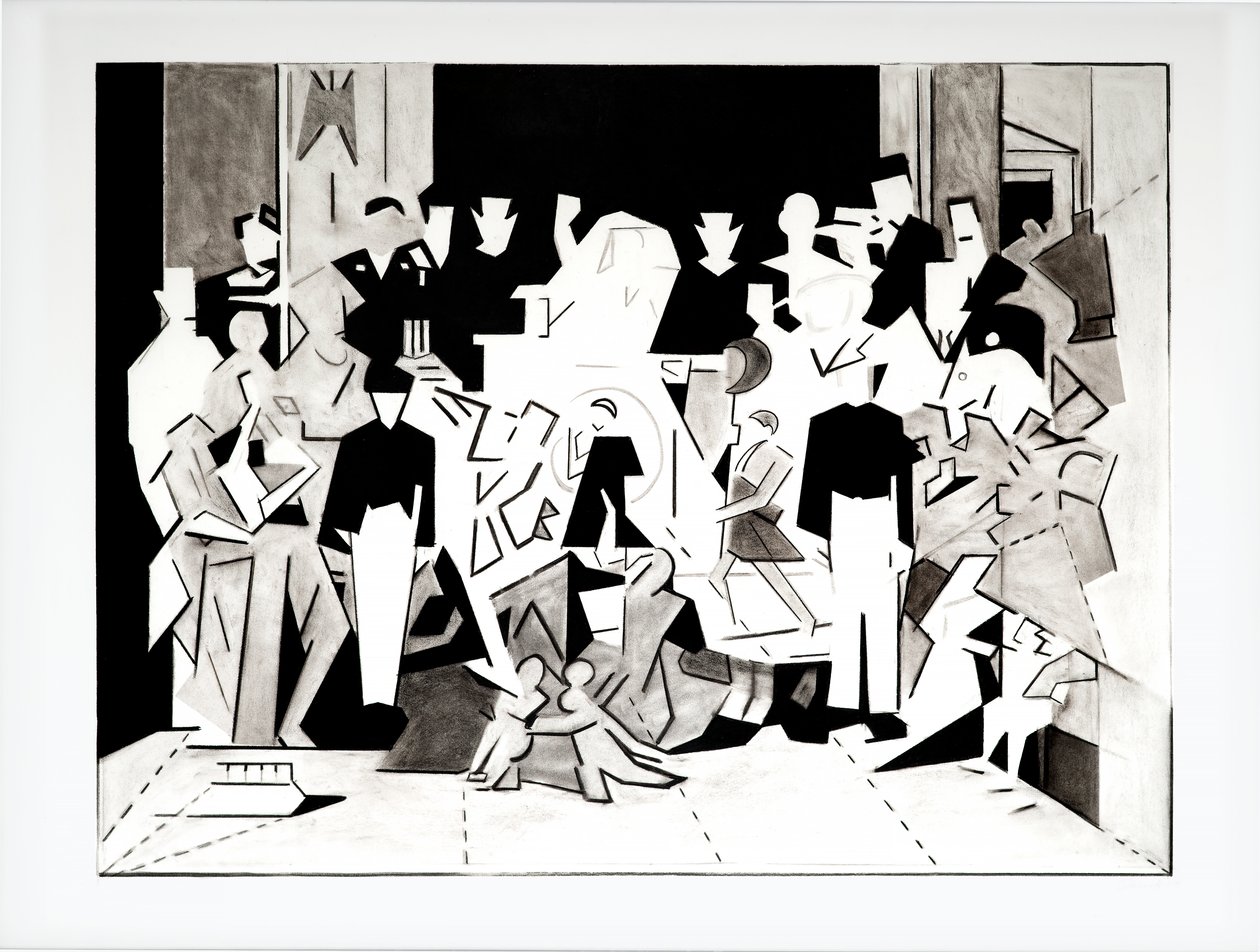 Balada de Carlos y Di versión 2, 2018 (carboncillo sobre papel) de Darren Coffield