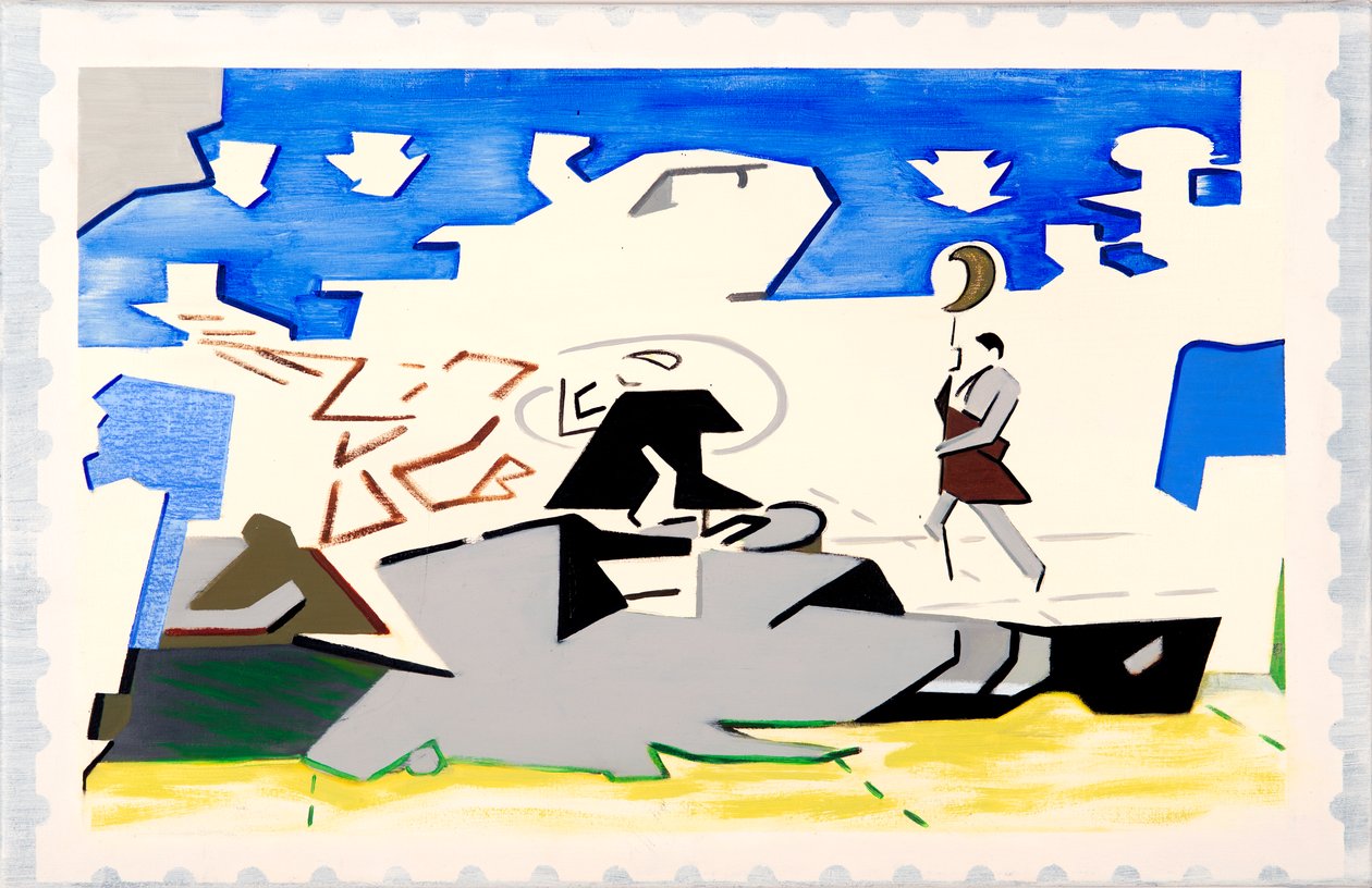 Charles y Di (Paisaje), 2019 (óleo sobre lienzo) de Darren Coffield
