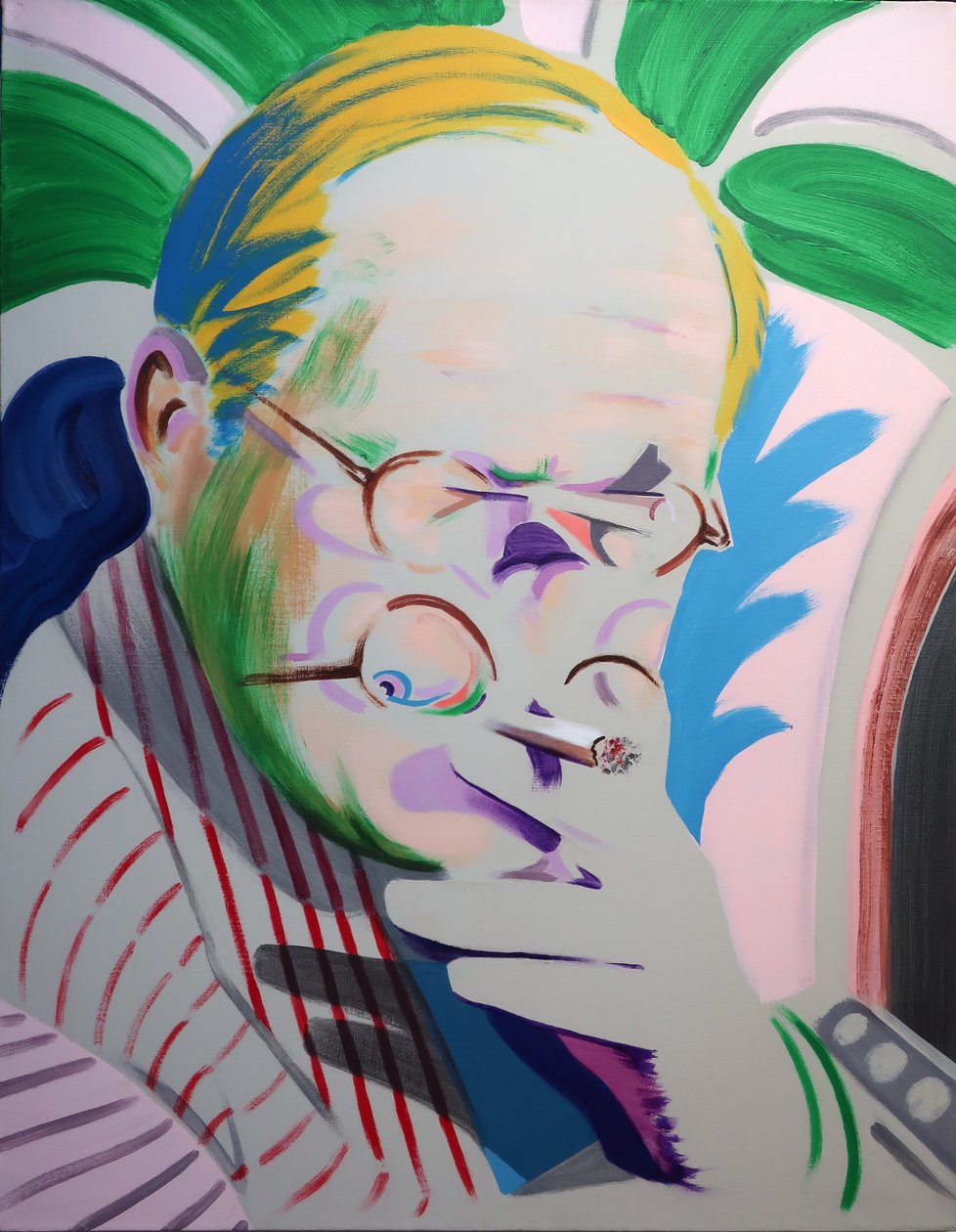 Hockney se toma un respiro, 2013 (acrílico sobre lienzo) de Darren Coffield