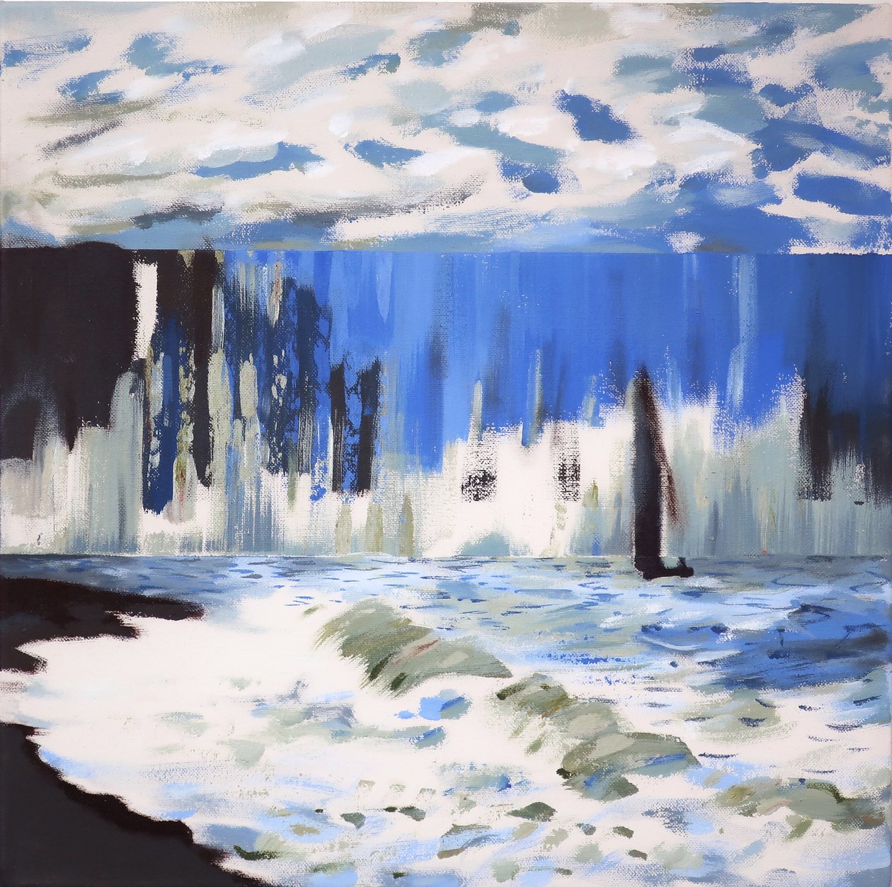 El mar en Sainte Adresse según Monet, 2019 (acrílico sobre lienzo) de Darren Coffield