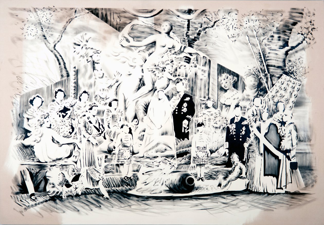 Venus trayendo armas, 2018 (óleo sobre cnvas) de Darren Coffield