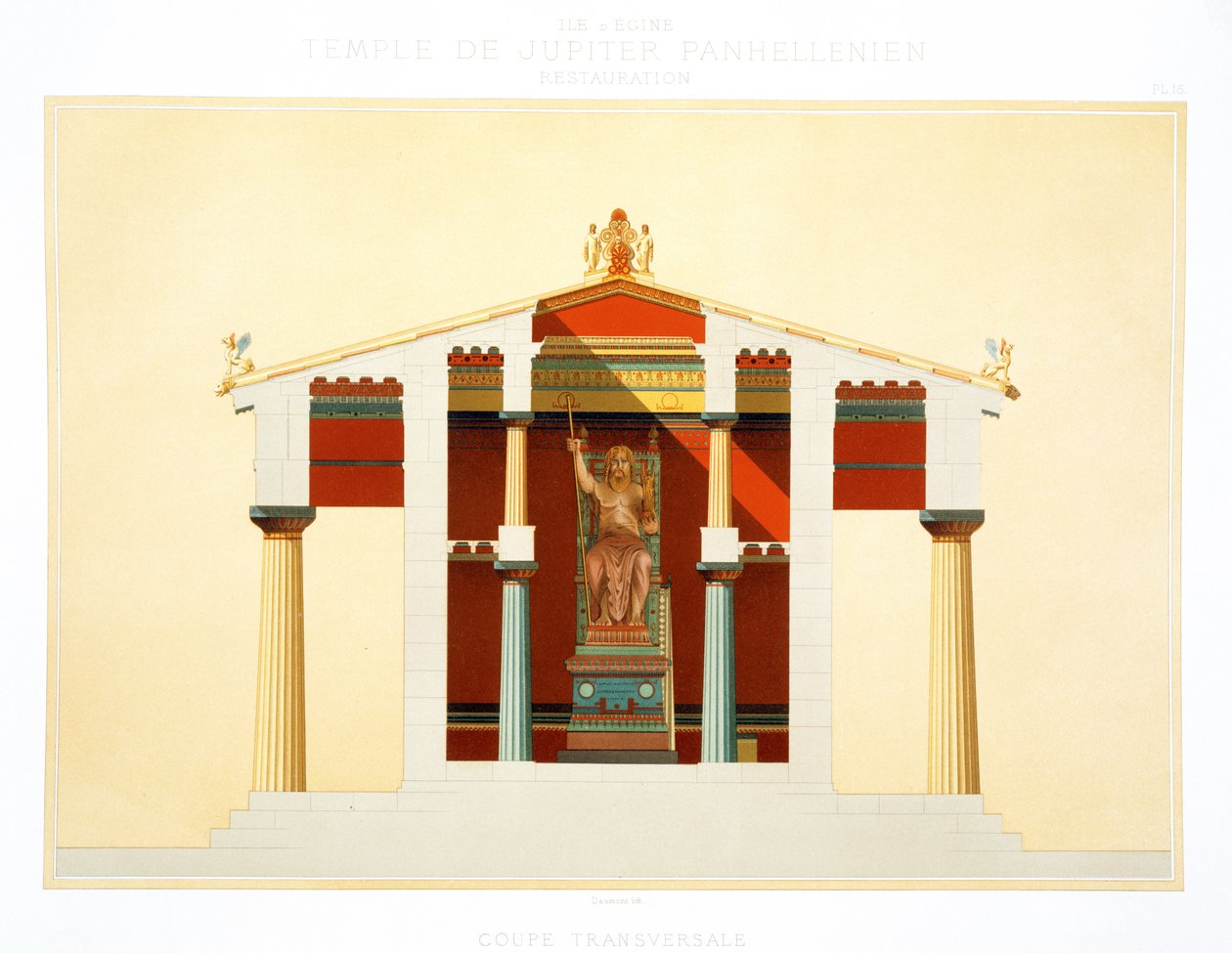 Sección transversal del Templo de Júpiter en Egina de Daumont