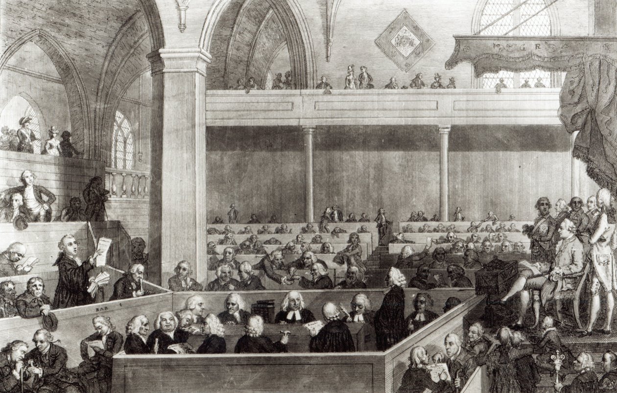 La Asamblea General de la Iglesia de Escocia, grabado por R. Scott, 1787 de David Allan