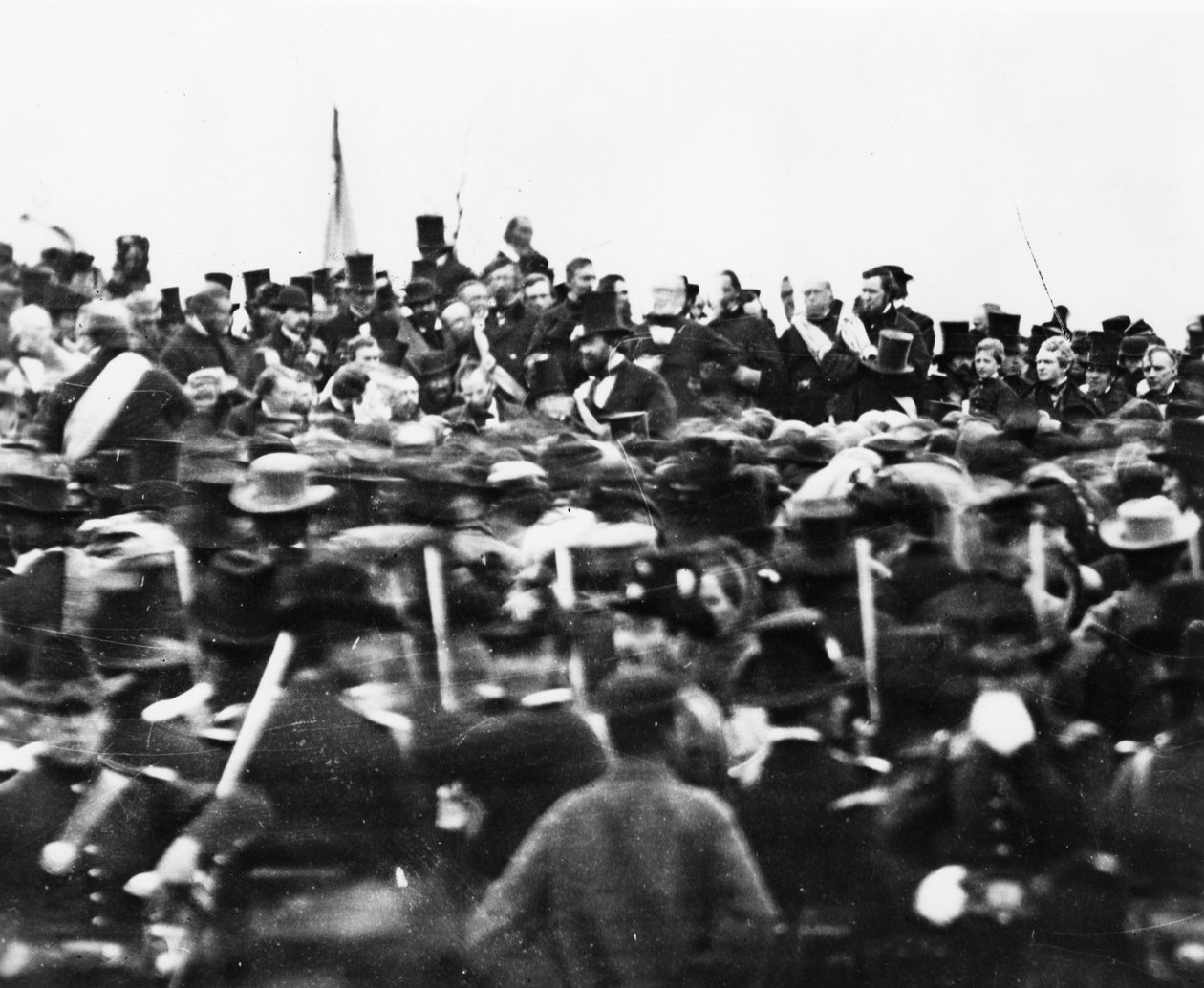 Abraham Lincoln en el Discurso de Gettysburg, 1863 (detalle) de David Bachrach