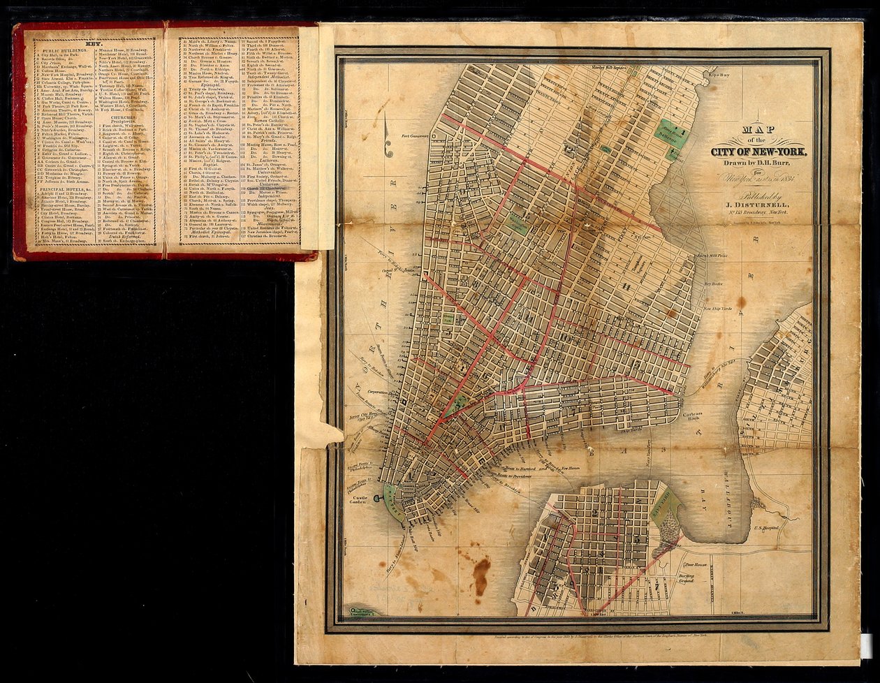 Mapa de la Ciudad de Nueva York, para Nueva York como es en 1834, 1834 de David Burr