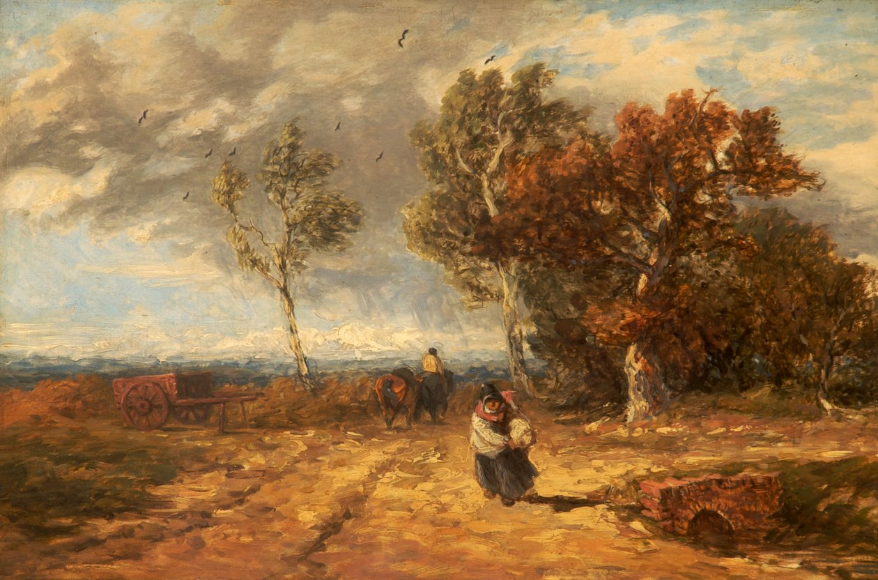 Un camino junto a un común: Día ventoso, c.1840-59 de David Cox