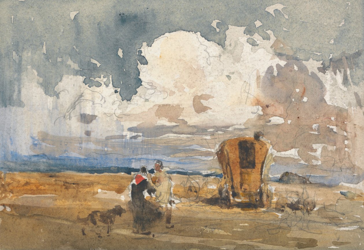 Paisaje con gitanos y carro de David Cox
