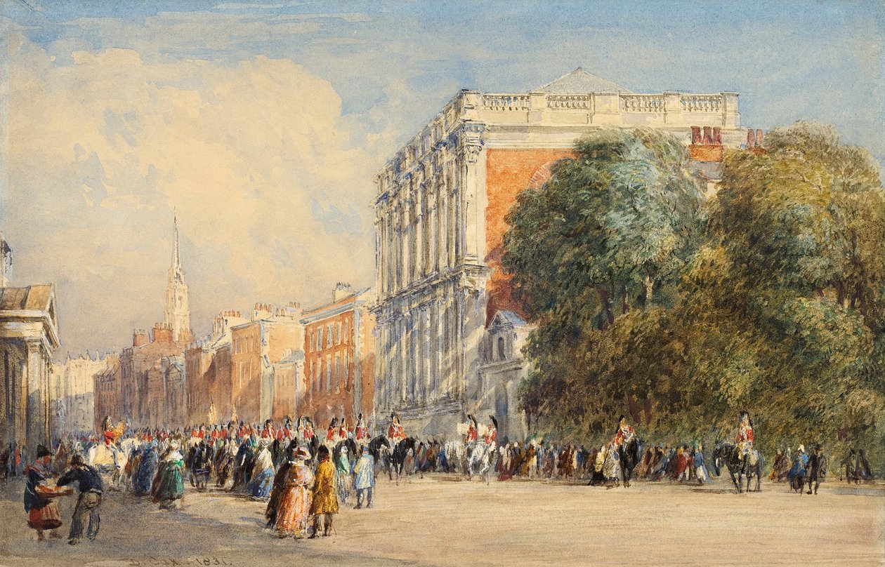 El viejo Whitehall con la Guardia Real, 1831 de David Cox