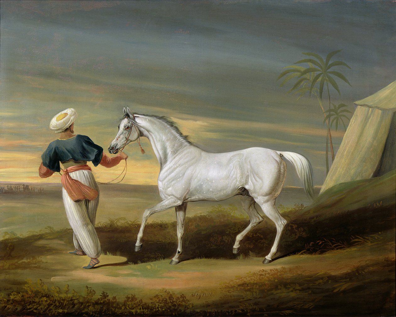 Señal, un árabe gris, con un mozo en el desierto de David of York Dalby