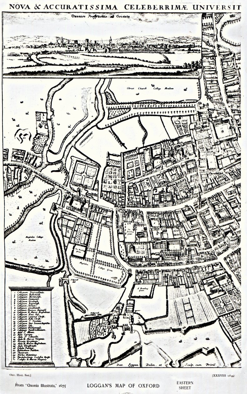 Mapa de Loggan de Oxford, hoja oriental, de 