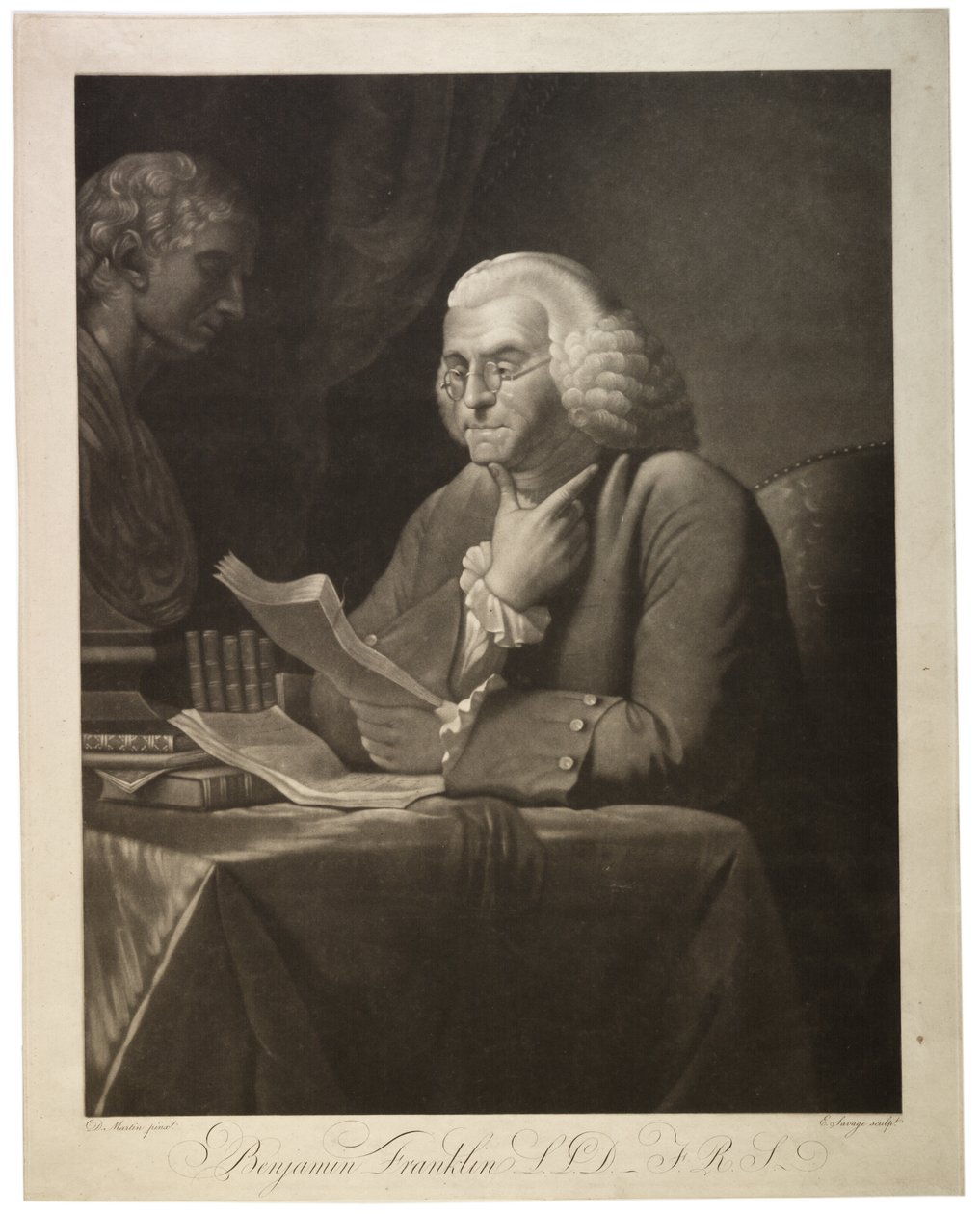 Benjamin Franklin L.L.D. - F.R.S., grabado por Edward Savage, c.1800 de David Martin