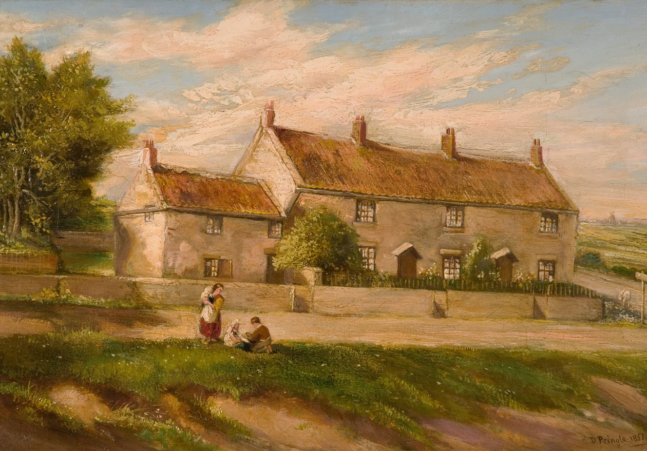 Escena Rural con Fila de Cabañas, 1851 de David Pringle